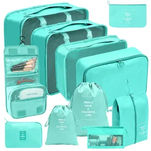 Cubos de embalaje de viaje juego de 11 organizadores de maleta bolsos ropa zapatos menta