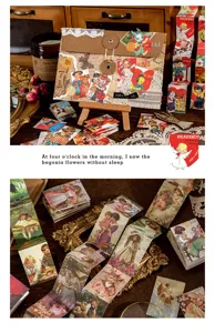 Vintage retro Leporello kleine Karten Bilderbuch Sticker Scrapbooking Deko Papier