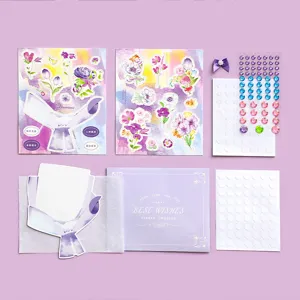 Set biglietti auguri bouquet di fiori DIY, carte regalo messaggio stile ins fresco per ragazze.
