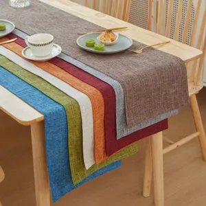 Modern Minimalist Solid Color Polyester Table Runner Thickened Rolled Hem Dining Table Cloth Home Decor Kitchen Decoration
