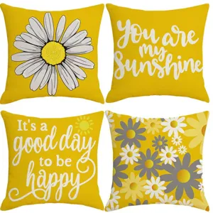 Fodera per Cuscino in Poliestere con Margherita Federa Decorativa Quadrata per Divano Soggiorno Camera da Letto Decorazione