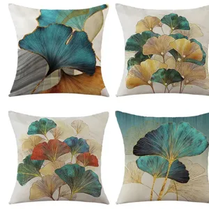 Modern Minimalist Ginkgo Leaf Polyester Cushion Cover Square Pillow Case Decorative Throw Pillowcase For Sofa Home Bed