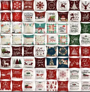 Christmas throw pillow cover linen printed cushion case winter holiday sofa home decor 1pc