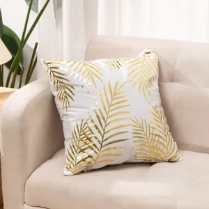 European style plush gold-stamped throw pillow for sofa bed living room home decorative cushion