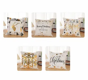 Christmas velvet gold stamping pillow cover holiday decorative cushion case home sofa decor