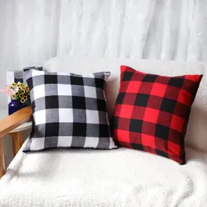 Classic buffalo plaid throw pillow cover, soft cotton cushion case for living room sofa and bed.