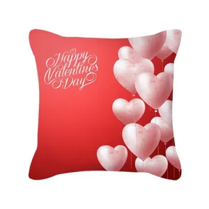 Valentines Day throw pillow cover, red heart balloons decorative cushion case for sofa bedroom