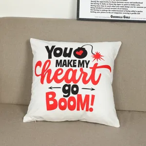 Valentine's day short plush love heart pillowcase red sofa cushion cover decorative home.