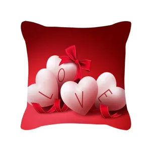 Valentine decorative heart print throw pillow cover for sofa bedroom home decor sweet gift