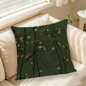 Vintage dunkelgrüner Kissenbezug mit botanischem Muster für Wohnzimmer Sofa Heimdekoration.