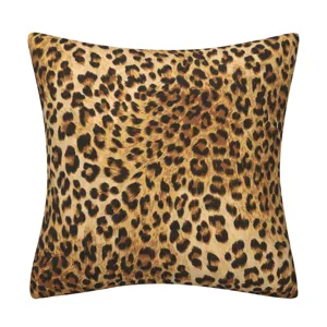 Fodera per cuscino in peluche corto con stampa leopardata, morbida fodera divano per casa.