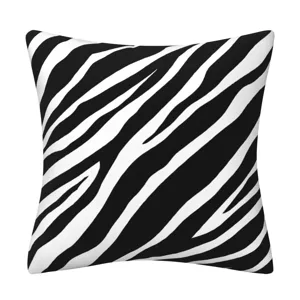 Copricuscino corto in peluche con motivo zebra bianco e nero per divano casa