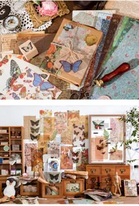 Vintage scrapbooking material pack journaling paper decorative stickers aesthetic retro craft supplies