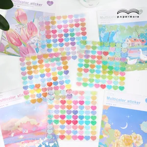 Glitter PET Decorative Sticker Sheet Holographic Heart Starry Series Journal Stationery Scrapbooking Craft Supply