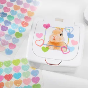 Holographic heart PET planner stickers sparkly starry stationery decorative journaling craft sticker sheet