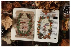 Vintage plant border journal decorative base paper and sticker pack for scrapbooking DIY crafting.