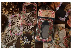 Vintage floral decorative borders and background paper detail, perfect for journal crafts.