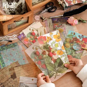 Vintage botanical journaling material paper pack, retro scrapbooking supplies for aesthetic crafts.