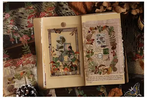 Infeel.me vintage botanical mushroom junk journal scrapbooking paper background deco
