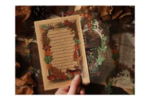 Vintage autumn botanical sticker pack, clear PET decorative material for junk journaling.