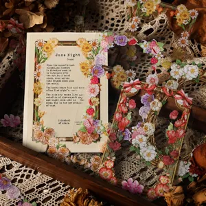 Vintage botanical border journal stickers and decorative background paper set for DIY journaling.