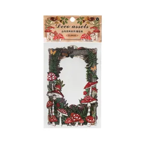 Infeel.me vintage mushroom theme decorative border sticker set for journal crafting supplies.