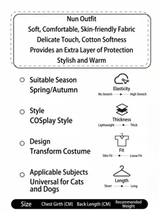 Cute pet nun costume for dogs and cats, funny cosplay outfit for Halloween pet dress up.