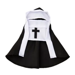 Funny Halloween pet nun costume for dogs and puppies cute cosplay outfit party apparel black