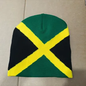 Jamaikanische Flagge Strickmütze Winter warm Unisex stylisch Outdoor Alltag Kaltwetterkleidung