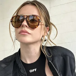 Occhiali da sole aviatore a doppio ponte oversize alla moda da donna guida all'aperto