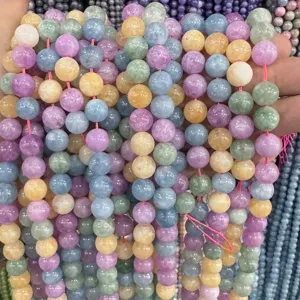 Multicolor natural stone loose beads detail, perfect for DIY bracelet making and crafting.
