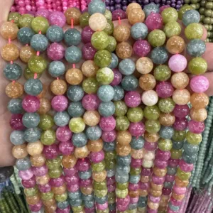Natural multi-color gemstone round beads loose strands for DIY handmade bracelet jewelry making.