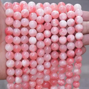 Natural stone optimized loose beads round pink crystal DIY bracelet accessories wholesale