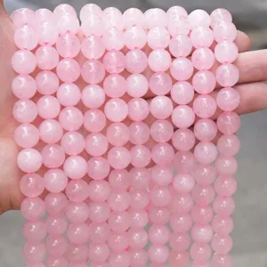 Natural rose quartz round loose beads for DIY bracelet jewelry making, high quality.