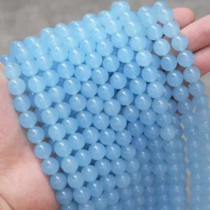 Light blue round loose beads semi-finished DIY bracelet jewelry making crystal gemstone accessories