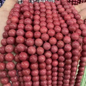 Pink natural stone round beads loose gemstone for diy handmade jewelry making bracelets
