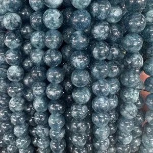 Blue natural stone round loose beads gemstone DIY bracelet jewelry accessories detail view