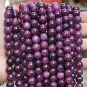 Natural gemstone purple round loose beads for DIY bracelet jewelry making accessories