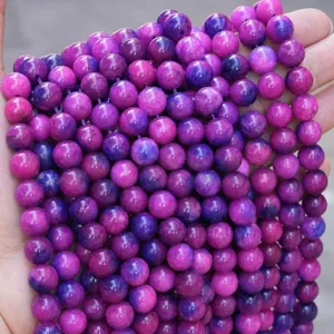 Natural stone purple round beads for DIY bracelet jewelry making, high quality semi-finished accessories.