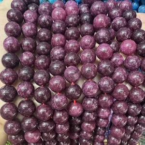 High quality natural stone purple round beads for DIY bracelet jewelry making accessories.