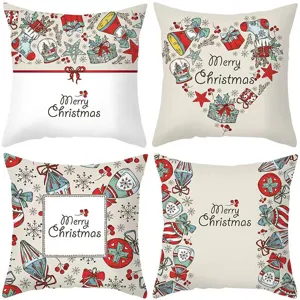 Christmas pillow covers set 4pcs festive cushion cases holiday home sofa decor linen print