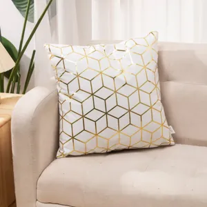 European style geometric gold stamping plush sofa pillow home living room decorative cushion cover