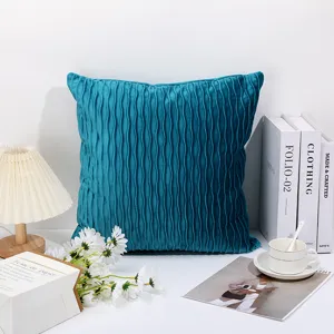 Μπλε πράσινο πτυχωτό βελούδινο κάλυμμα μαξιλαριού μαλακό καναπέ διακόσμηση σπιτιού