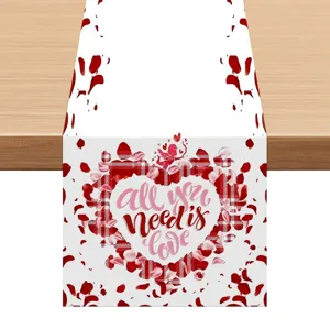 Valentines Day Table Runner Linen Printed Tablecloth Nordic Style Home Living Room Dining Table Party Festive Decoration