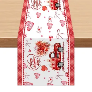 Valentine's Day table runner linen printed tablecloth for home party holiday decoration