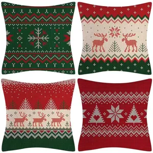 Christmas throw pillow covers set of 4 festive winter reindeer snowflake cushion cases