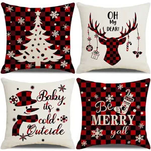 Christmas throw pillow covers red black buffalo plaid buffalo check holiday sofa cushion set