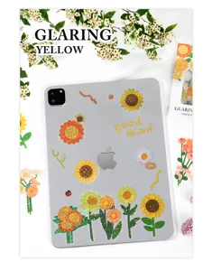 infeel.me shimmering PET sticker pack sunflower plant journal decorative material 6 styles