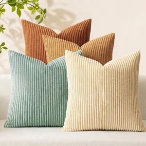 Fodera per Cuscino in Corduroy a Righe Tinta Unita Semplice Divano Cuscino Camera da Letto Soggiorno