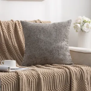 Moderne chenille kussensloop, effen gekleurde vierkante kussenhoes voor bank en woonkamer.